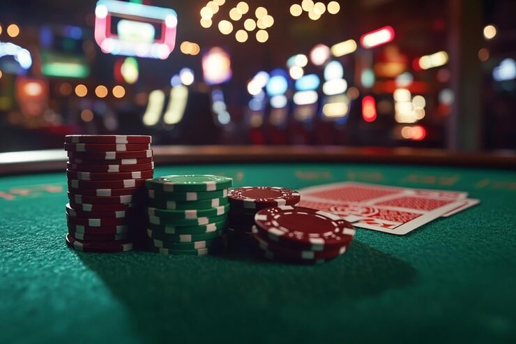 Three dice showing in tumbler after shaking during Sic Bo round